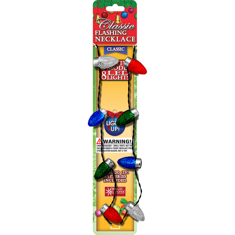 Magic Seasons Classic Bulb Christmas Flashing Necklace Plastic