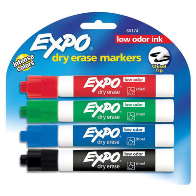 EXPO 1 Low Odor Assorted Color Dry Erase Markers 4 pk