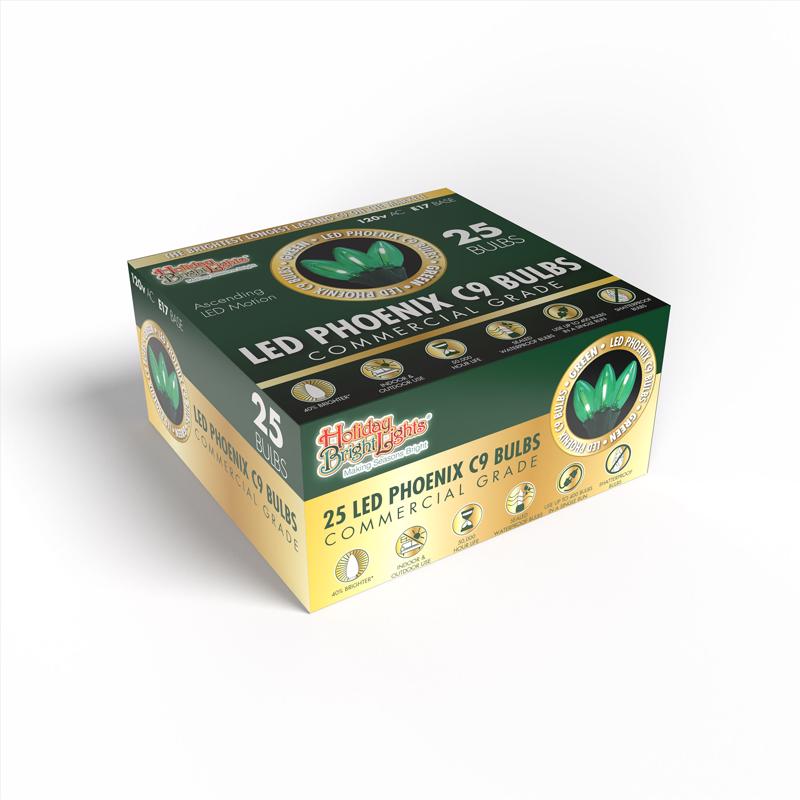 Holiday Bright Lights LED C9 Green 25 ct Replacement Christmas Lights