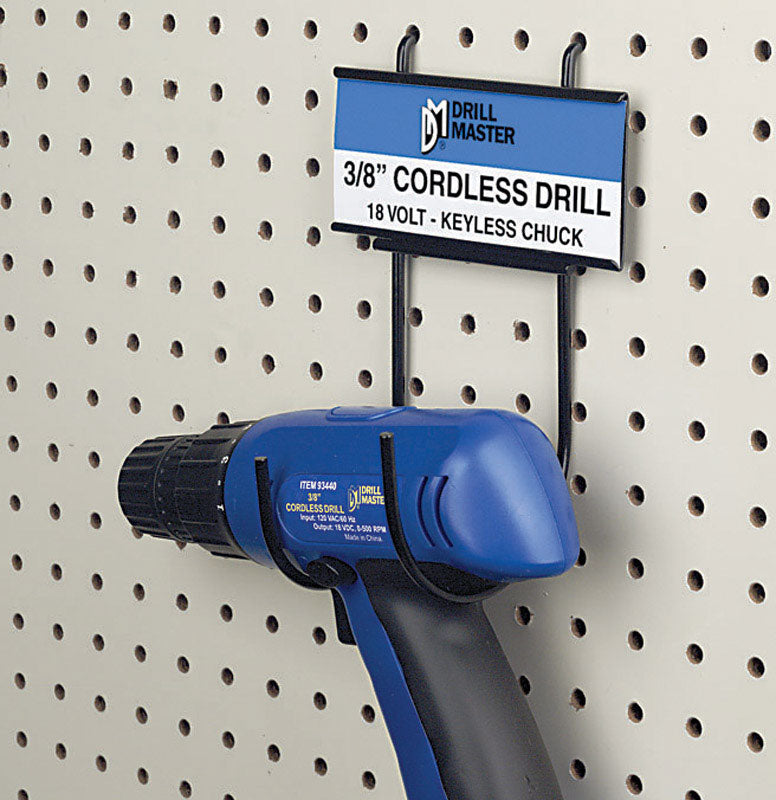 8 in. H X 3 in. W X 5 in. D Black Metal Power Drill Hanger Rack