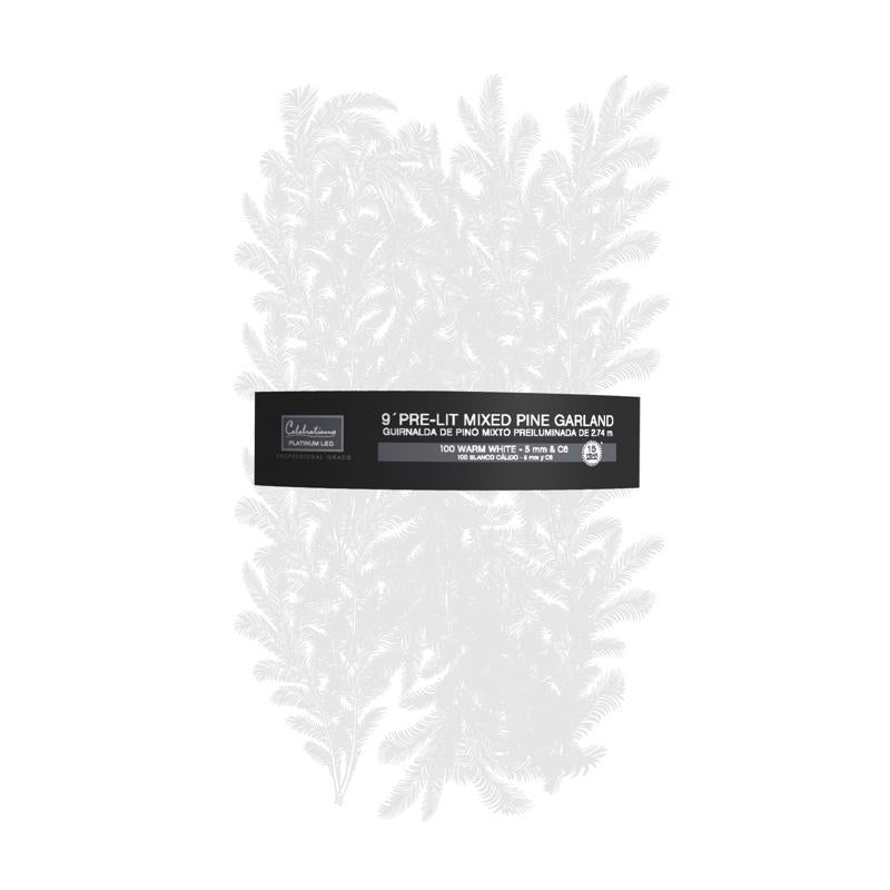 Celebrations Platinum 14 in. D X 9 ft. L LED Prelit Warm White Mixed Pine Christmas Garland