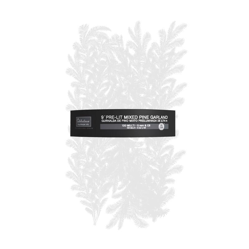Celebrations Platinum 14 in. D X 9 ft. L LED Prelit Multicolored Mixed Pine Christmas Garland