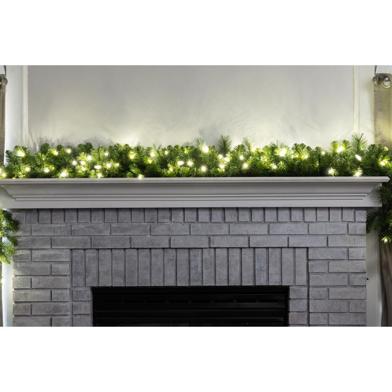 Celebrations Platinum 14 in. D X 9 ft. L LED Prelit Pure White Mixed Pine Christmas Garland