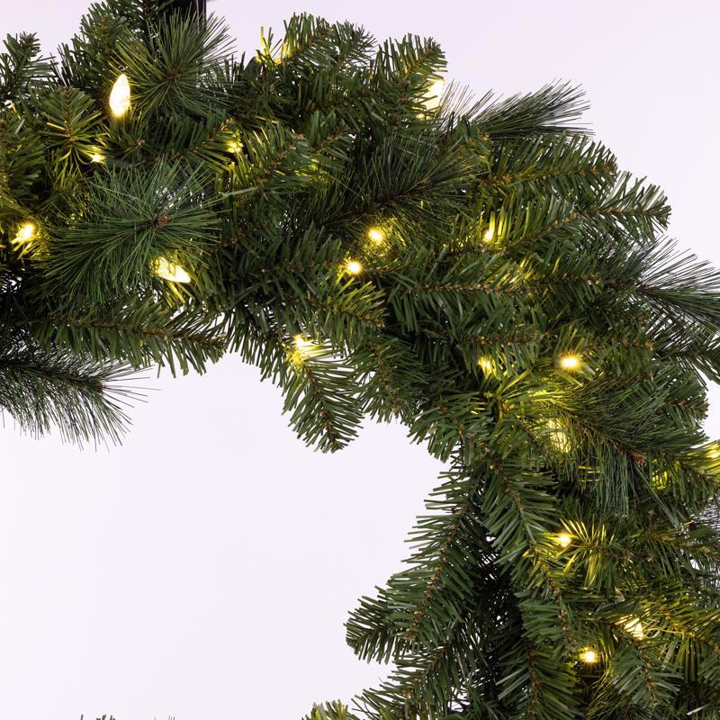 Celebrations Platinum 36 in. D LED Prelit Warm White Mixed Pine Christmas Wreath