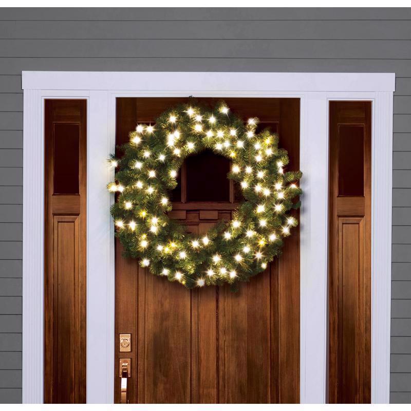 Celebrations Platinum 36 in. D LED Prelit Warm White Mixed Pine Christmas Wreath
