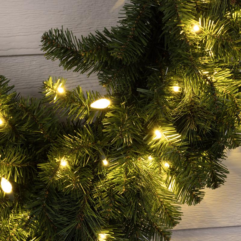 Celebrations Platinum 36 in. D LED Prelit Warm White Mixed Pine Christmas Wreath