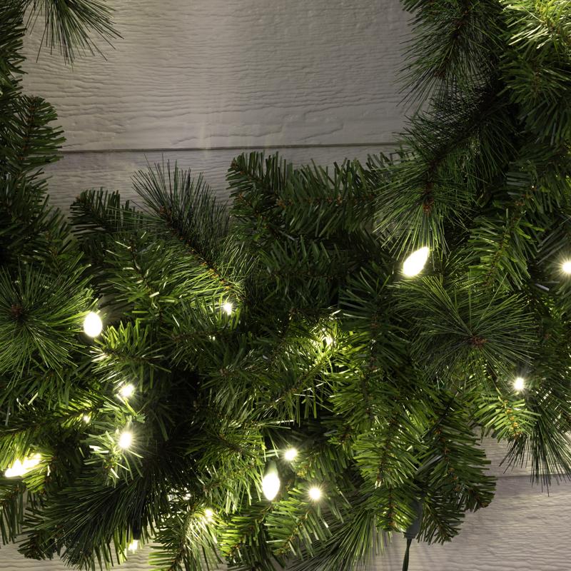 Celebrations Platinum 36 in. D LED Prelit Pure White Mixed Pine Christmas Wreath
