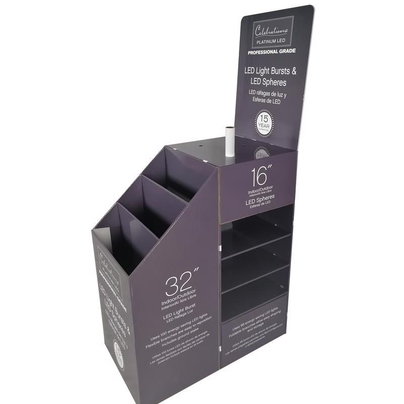 40 in. H X 19 in. W X 27 in. D Black Cardboard Light Bursts & Shimmer Spheres Display