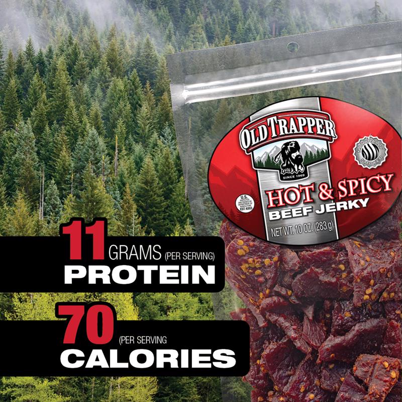 Old Trapper Hot & Spicy Beef Jerky 10 oz Bagged