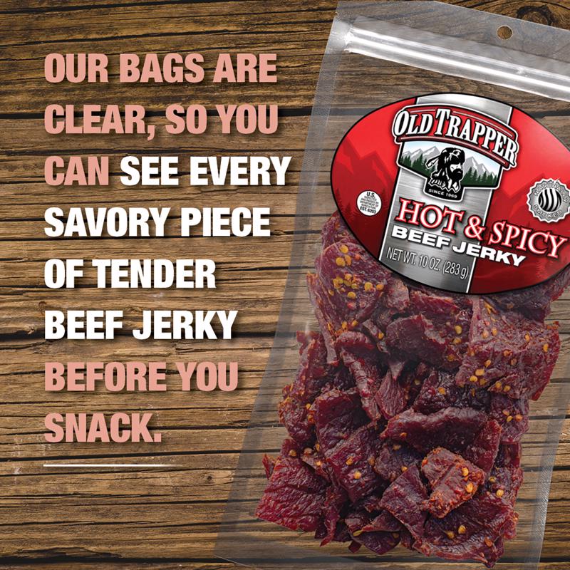 Old Trapper Hot & Spicy Beef Jerky 10 oz Bagged