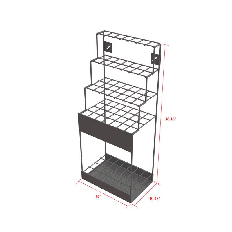 38-1/16 in. H X 16-1/8 in. W X 10-1/2 in. D Black Metal Shelf Upright Display Display