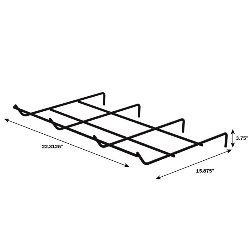 3 in. H X 23 in. W X 15.63 in. D Black Metal Hanging Rack Display