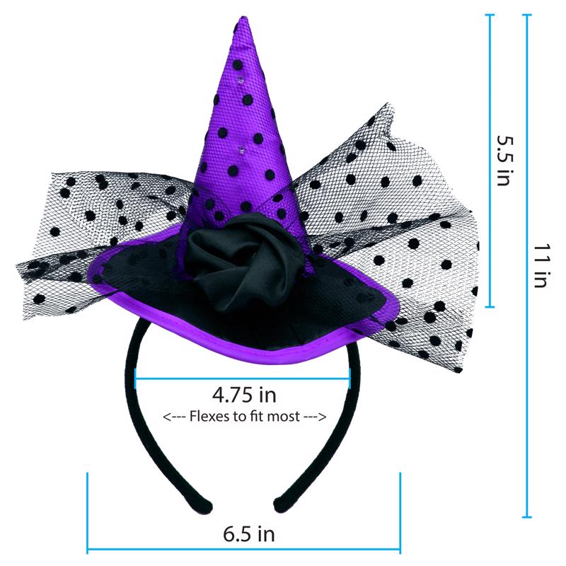 Magic Seasons Multicoloured 5 in. Prelit Witch Hat Headbands Halloween Decor