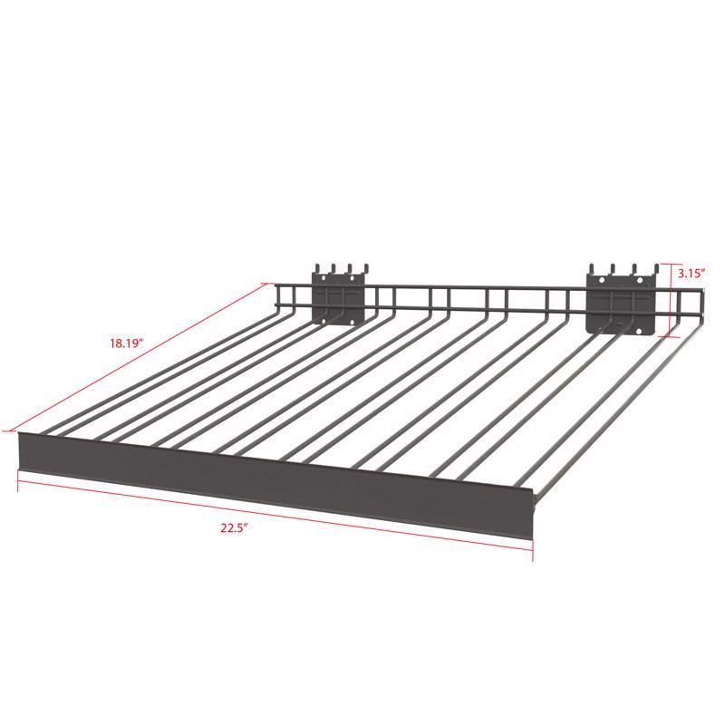 3 in. H X 22 in. W X 18 in. D Black Metal Sprinkler Head Shelf Pegboard Display