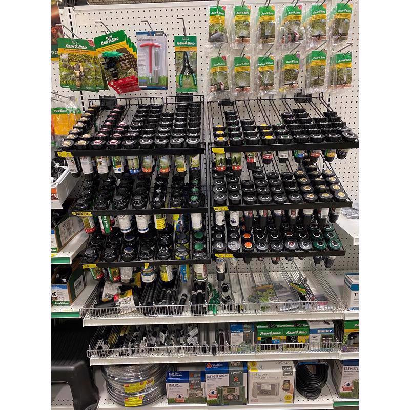 3 in. H X 22 in. W X 18 in. D Black Metal Sprinkler Head Shelf Pegboard Display