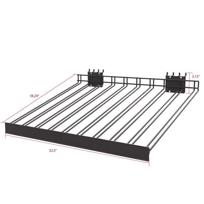 3 in. H X 22 in. W X 18 in. D Black Metal Sprinkler head Shelf Pegboard Display