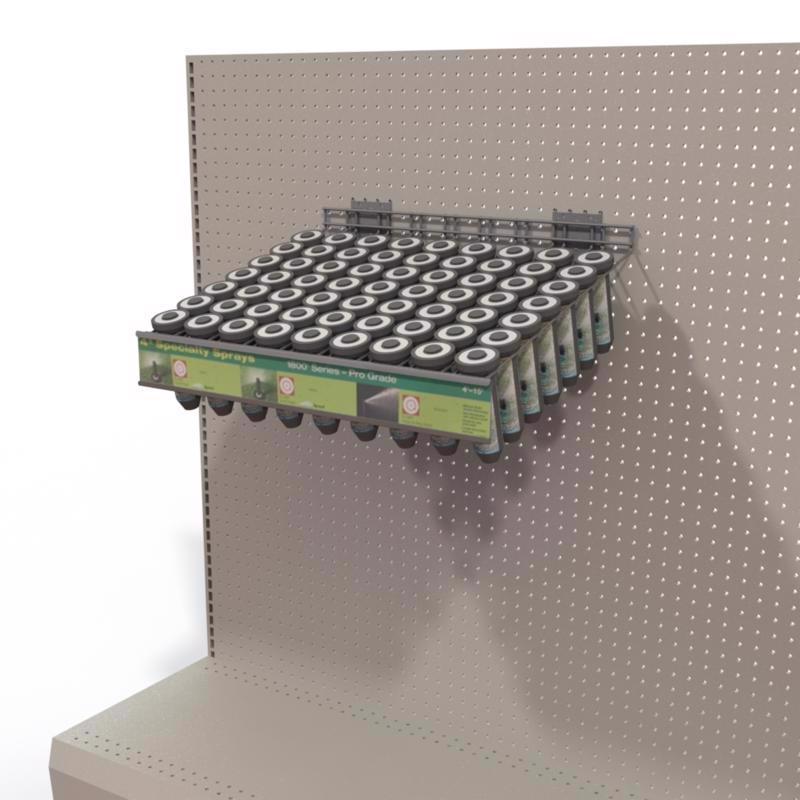 3 in. H X 22 in. W X 18 in. D Black Metal Sprinkler head Shelf Pegboard Display