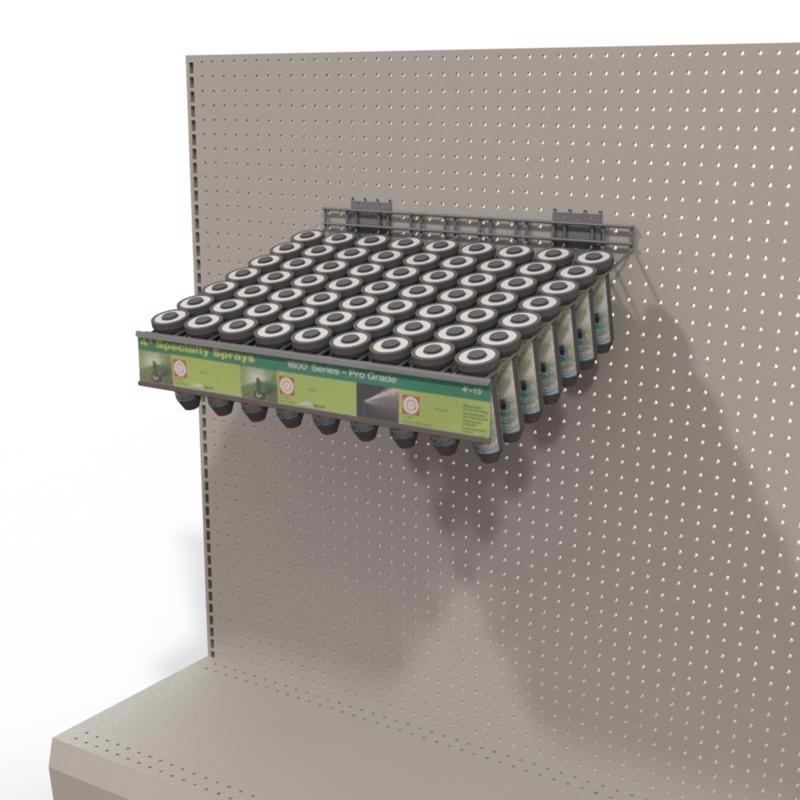 3 in. H X 22 in. W X 18 in. D Black Metal Sprinkler Head Shelf Pegboard Display