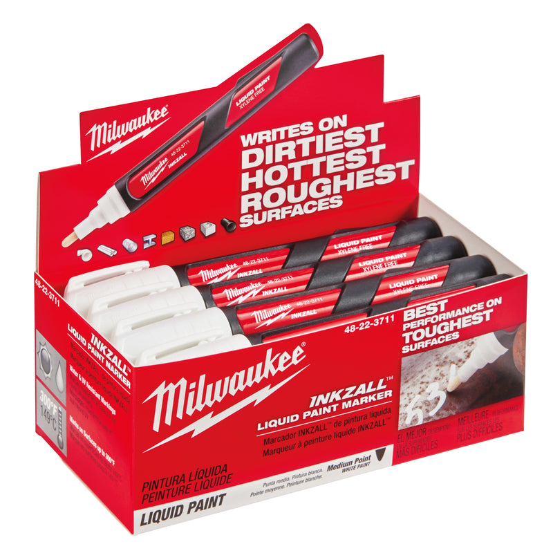 Milwaukee Inkzall White Felt Tip Liquid Paint Marker