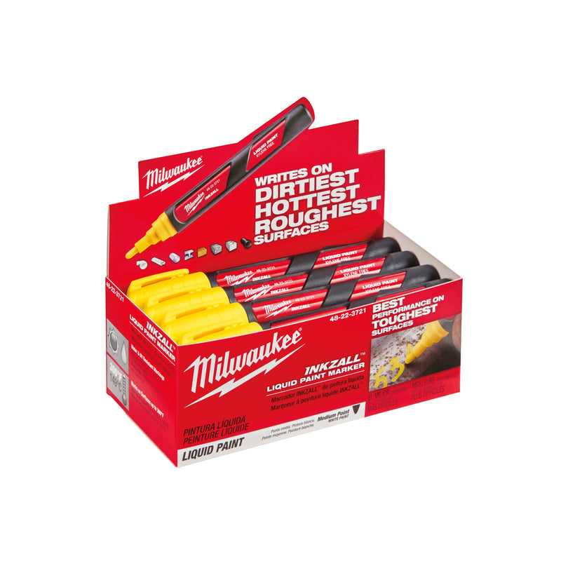 Milwaukee Inkzall Yellow Felt Tip Liquid Paint Marker