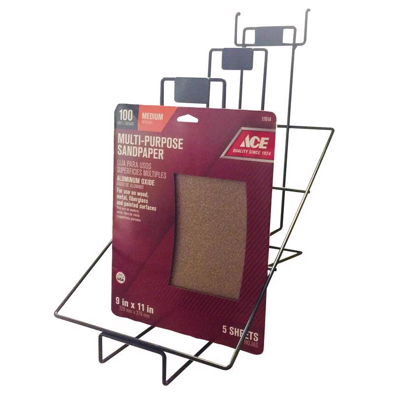 19 in. H X 10 in. W X 16 in. D Black Metal Packaged Sandpaper Pegboard Display