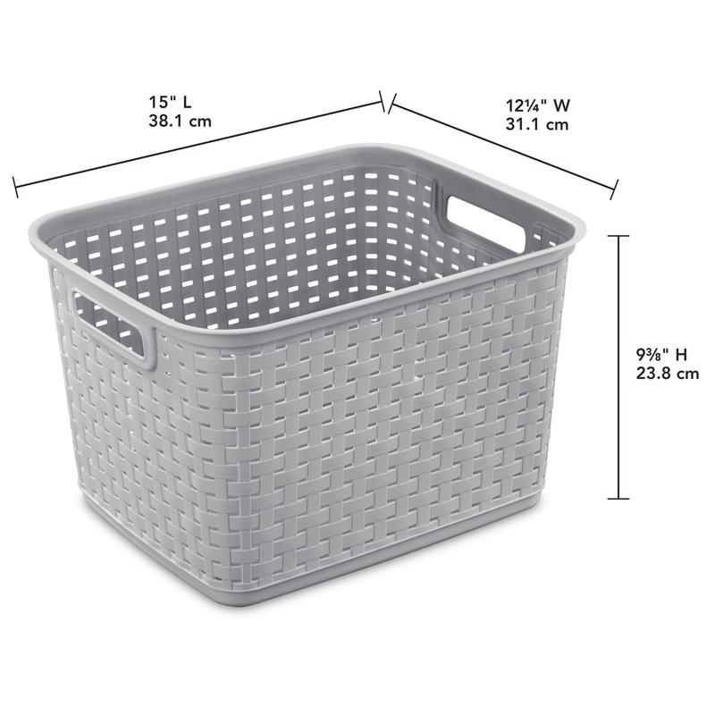 Sterilite 1.8 cu ft Gray Woven Basket 9.375 in. H X 12.25 in. W X 15 in. D