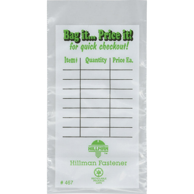 Plastic Clear Fastener Bag 100 pk 4 in. H X 4 in. W X 8 in. L