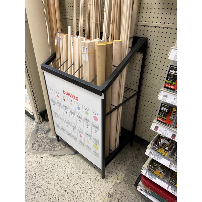 40 in. H X 24 in. W X 18 in. D Black Metal Dowel Rod Display
