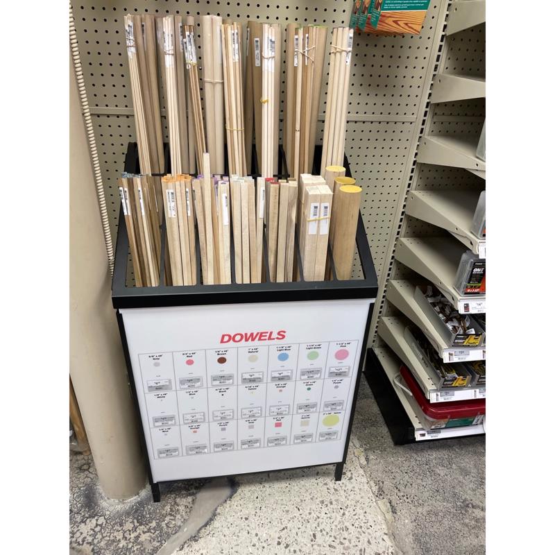40 in. H X 24 in. W X 18 in. D Black Metal Dowel Rod Display
