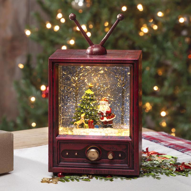 Gerson Brown Nostalgic Musical Spinning Water Globe Christmas Indoor DecorWater Globe 9 in.