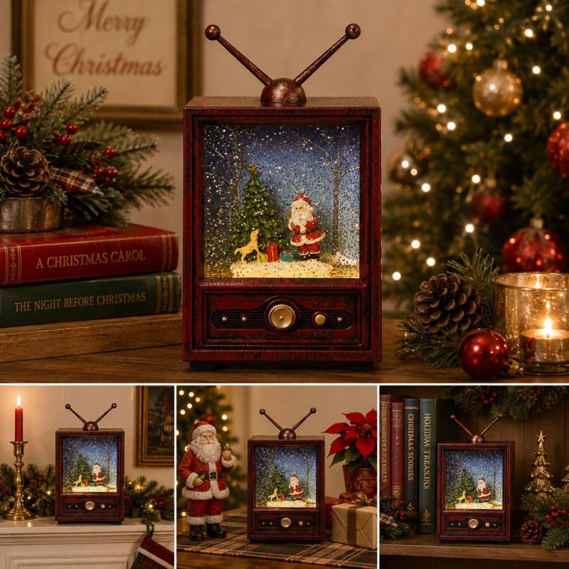 Gerson Brown Nostalgic Musical Spinning Water Globe Christmas Indoor DecorWater Globe 9 in.