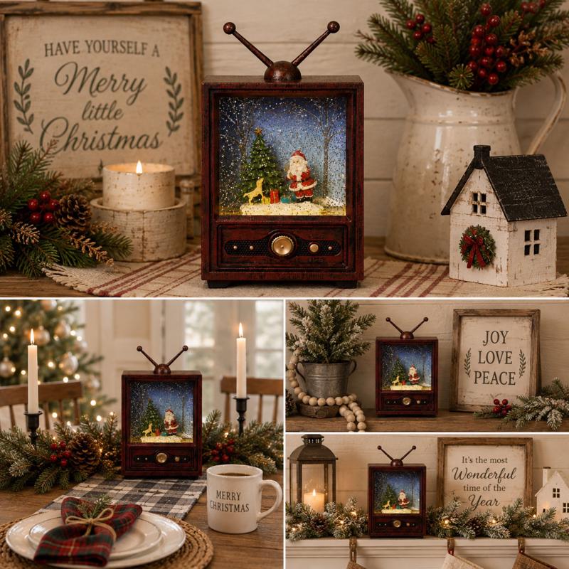 Gerson Brown Nostalgic Musical Spinning Water Globe Christmas Indoor DecorWater Globe 9 in.