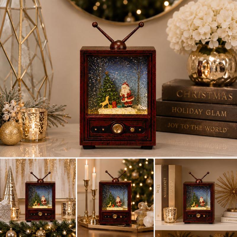 Gerson Brown Nostalgic Musical Spinning Water Globe Christmas Indoor DecorWater Globe 9 in.