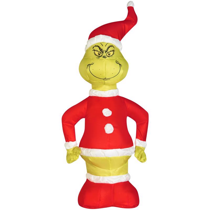 Gemmy Airdorable Multicolored Grinch in Santa Suit Inflatable 24 in.