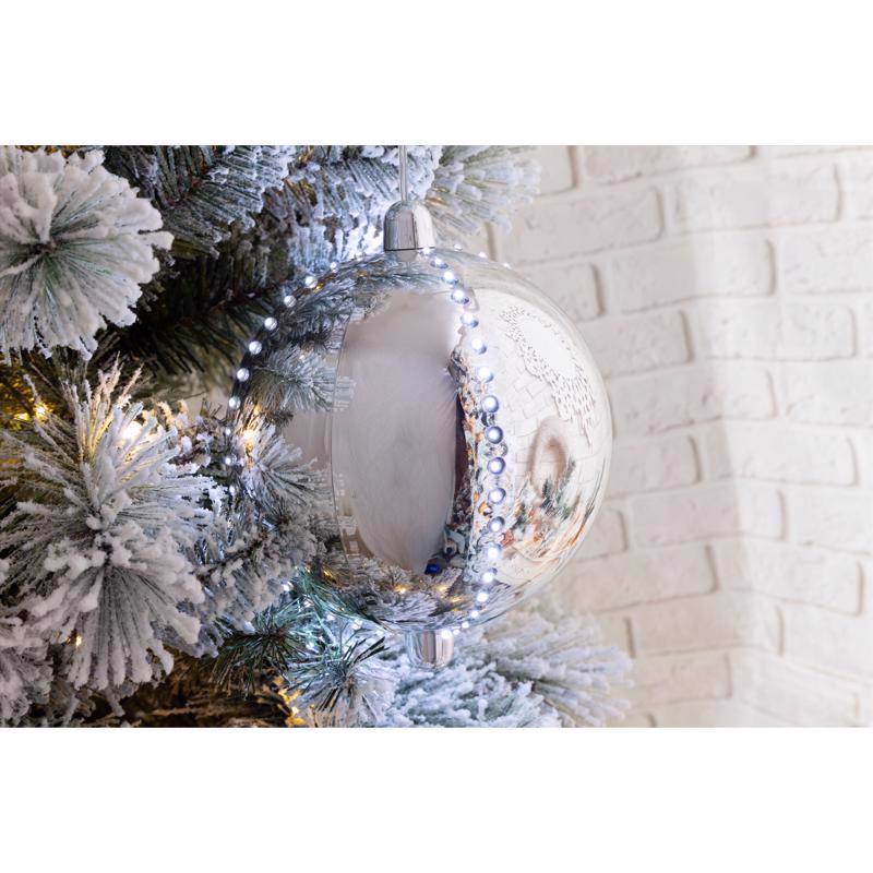Celebrations Platinum LED Pure White Lighted Ornament 6 in. Hanging Decor