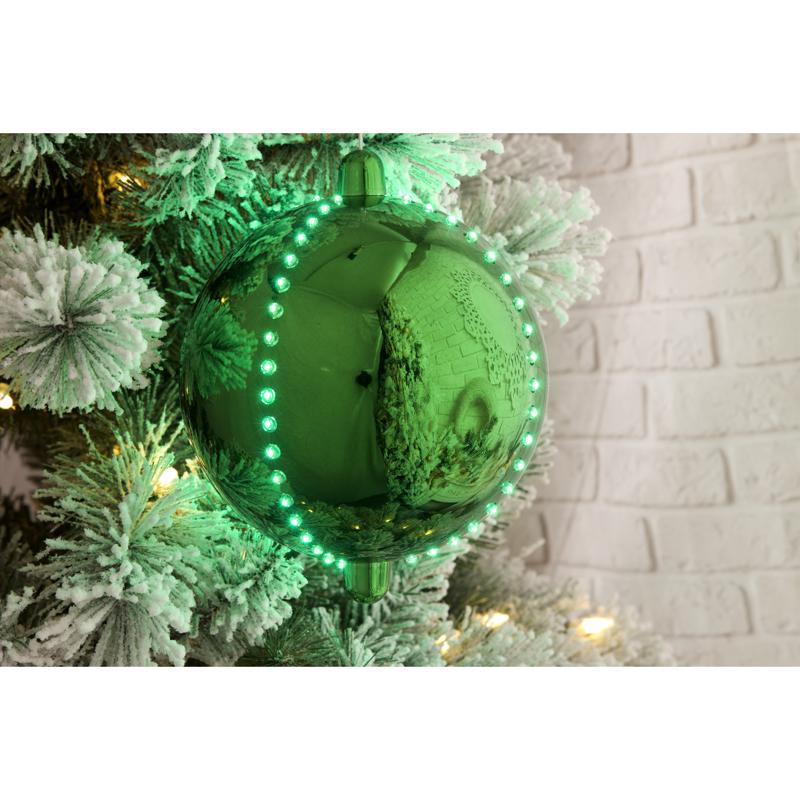 Celebrations Platinum LED Green Lighted Ornament 6 in. Hanging Decor