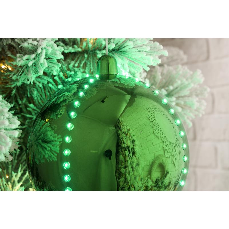Celebrations Platinum LED Green Lighted Ornament 6 in. Hanging Decor