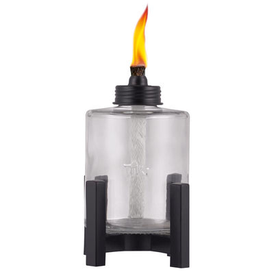 TIKI Black/Clear Glass/Metal 6.5 in. Elevated Tabletop Torch