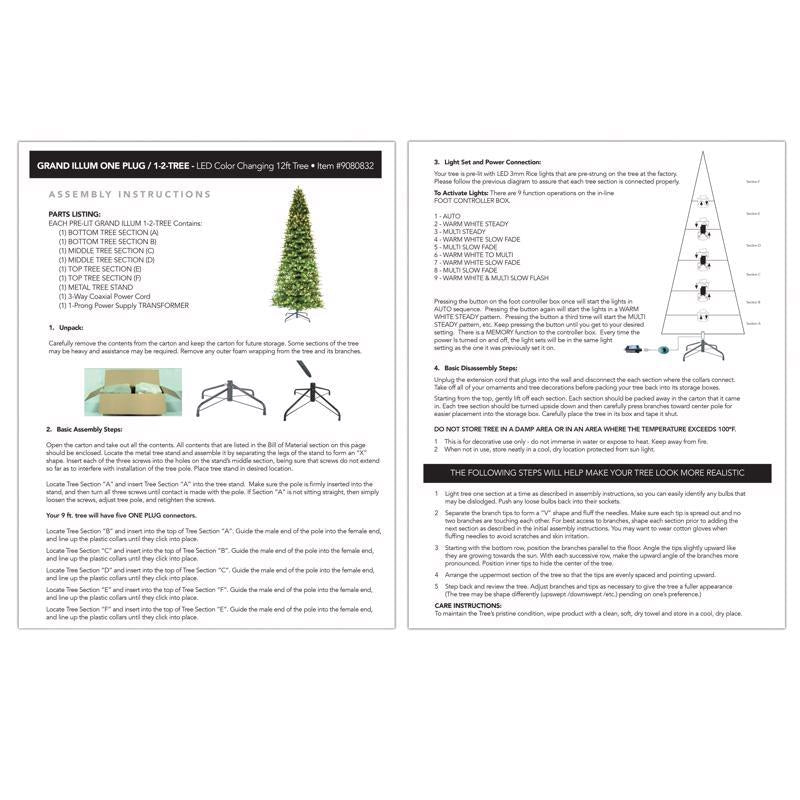 Holiday Bright Lights 1-2 Tree 12 ft. Full LED 1500 ct Grand Illum Color Changing Christmas Tree