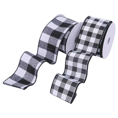 Gerson Black/White Buffalo Plaid Christmas Bow .01 in.