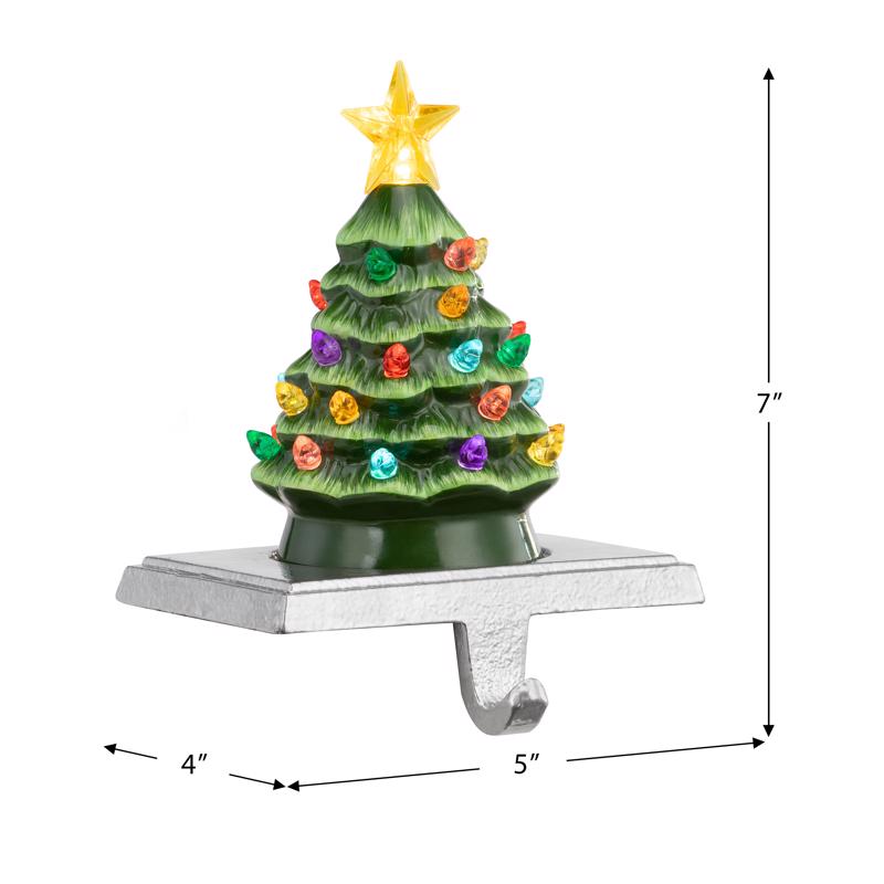 Mr. Christmas LED Green Vintage Tree Stocking Holder 6.75 in.