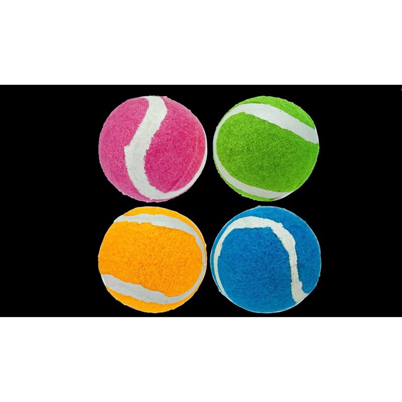 Multipet Assorted Plush Squeaky Tennis Ball 2 4 pk