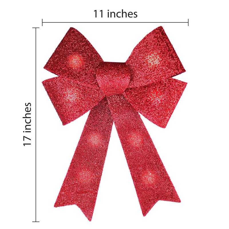 Magic Seasons LED Bow 17 in. Hanging Decor