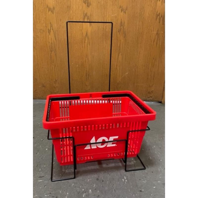 27 in. H X 18 in. W X 13 in. D Black Metal Shopping Basket Holder Rack