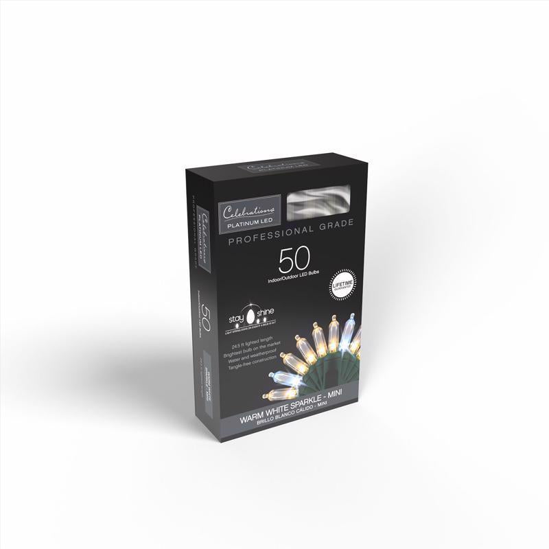 Celebrations Platinum LED T5 Warm White 50 ct String Christmas Lights 25 ft.
