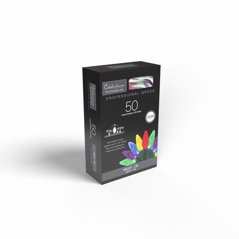 Celebrations Platinum LED C6 Multicolored 50 ct String Christmas Lights 25 ft.