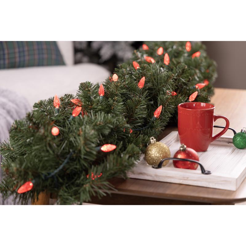 Celebrations Platinum LED C6 Red 50 ct String Christmas Lights 25 ft.