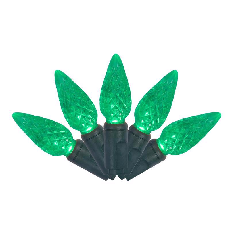 Celebrations Platinum LED C6 Green 50 ct String Christmas Lights 25 ft.