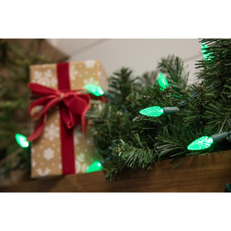 Celebrations Platinum LED C6 Green 50 ct String Christmas Lights 25 ft.