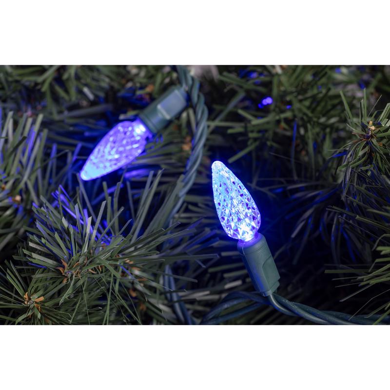 Celebrations Platinum LED C6 Blue 50 ct String Christmas Lights 25 ft.
